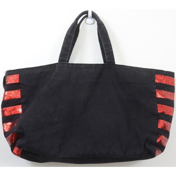 Victoria’s Secret Sequin Lip’s Black Red X-LARGE Tote Carry-on Duffle Weekender - Picture 9 of 13